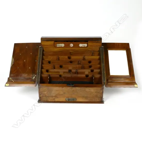A Victorian burr walnut stationery box