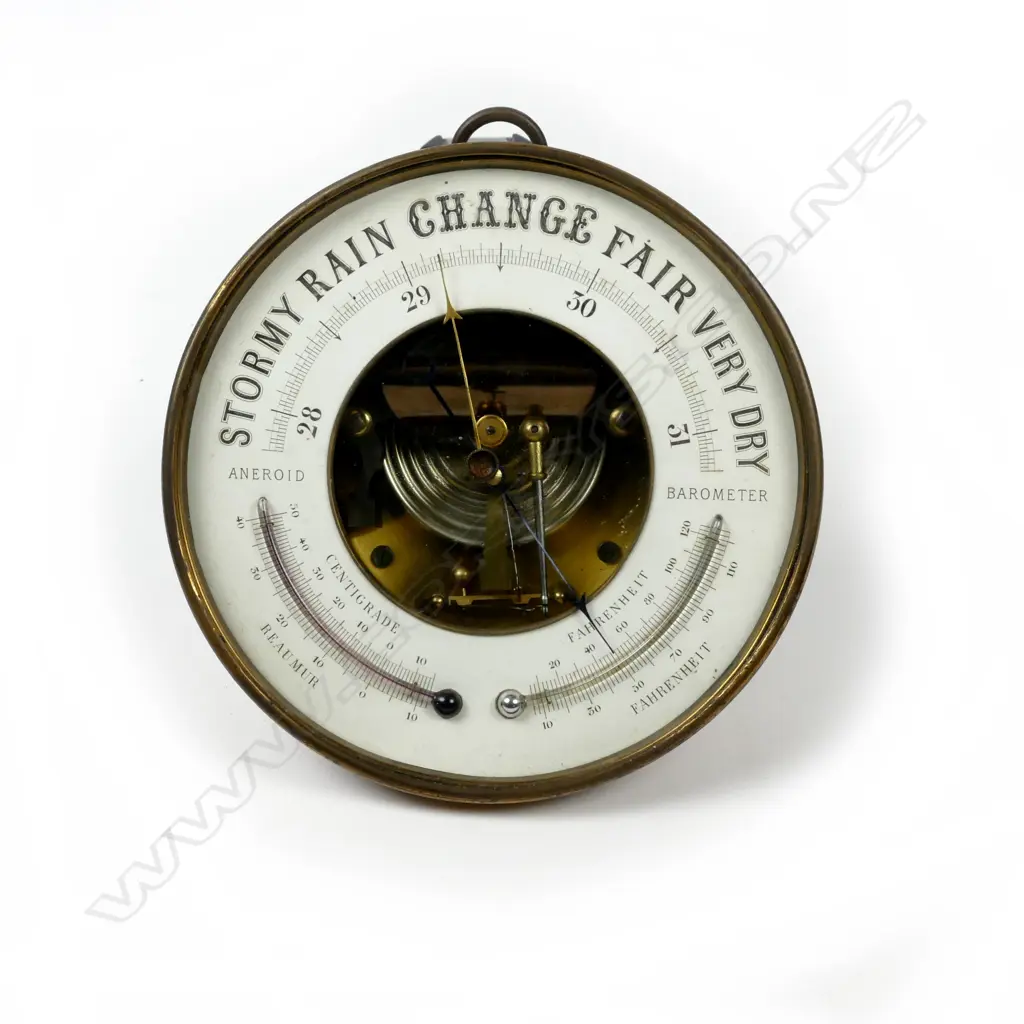 An Edwardian wall mounted aneroid barometer Image 1++