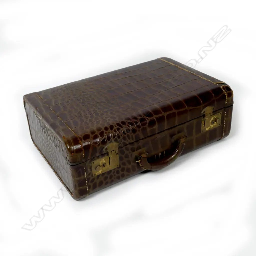 A leather faux alligator hide suitcase Image 1++