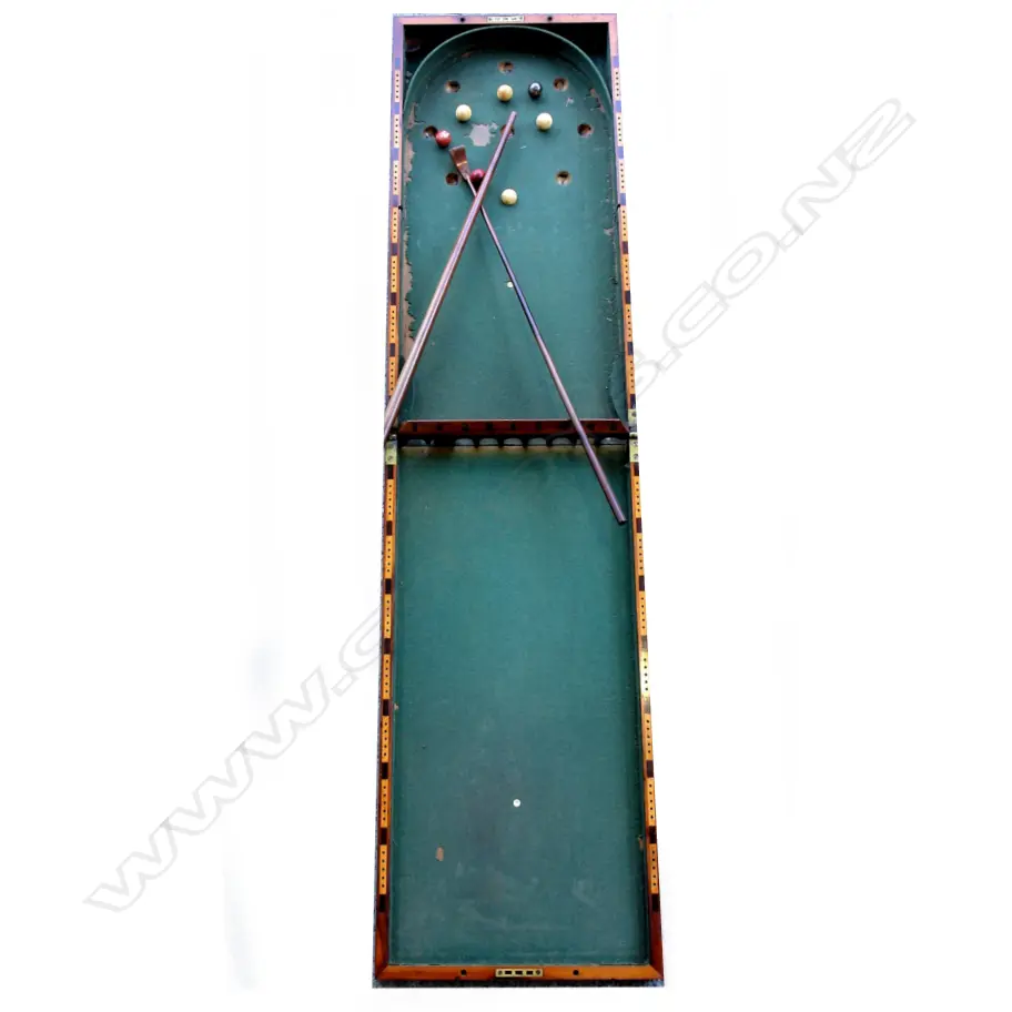 A Victorian mahogany cased bagatelle billiards game Image 1++