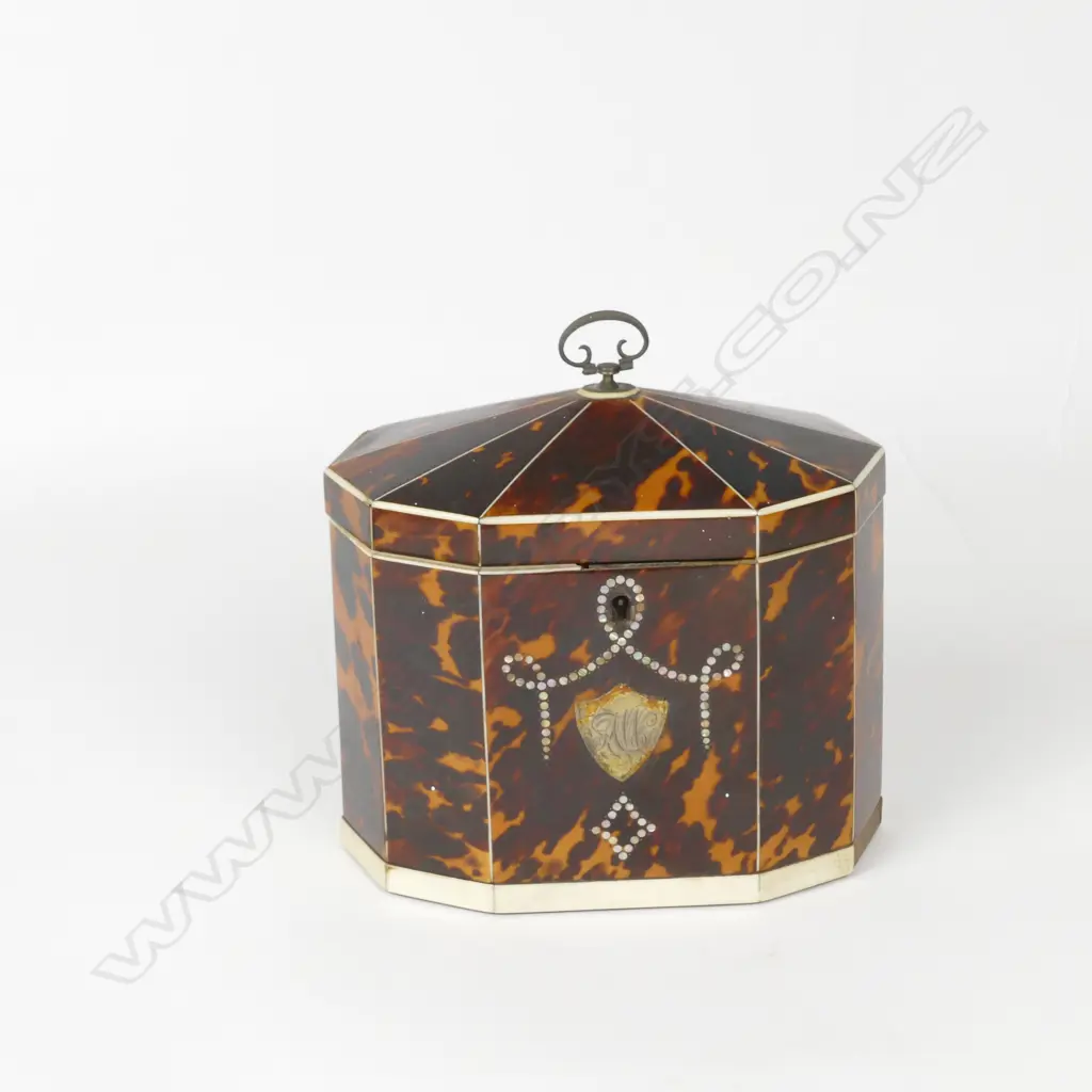 A Georgian multi-sided tortoiseshell tea caddy Image 1++