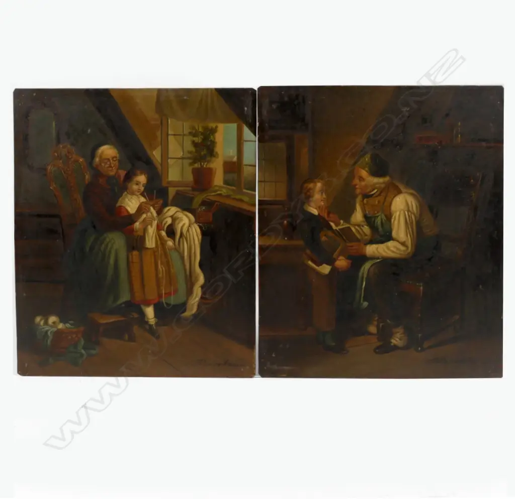 Two European paintings on tin Image 1++