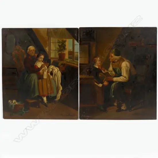 Two European paintings on tin