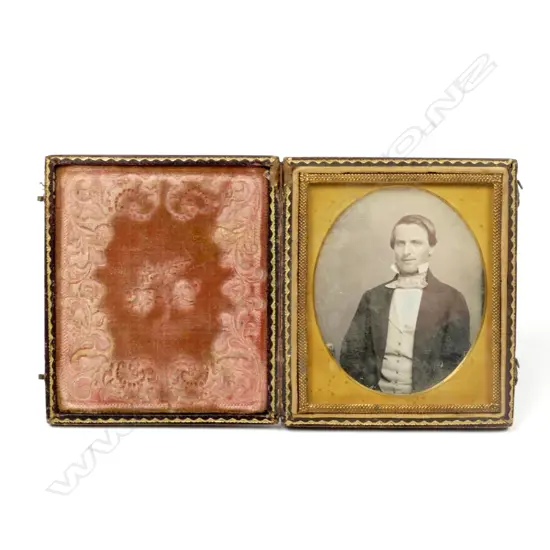 An embossed leather cased daguerreotype photograph