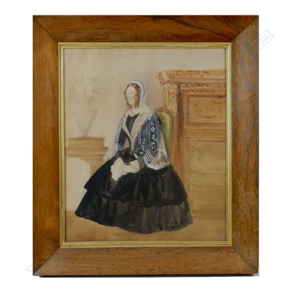 Two 19thC portraits of women in watercolours Image 1++