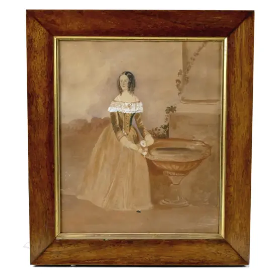 Two 19thC portraits of women in watercolours