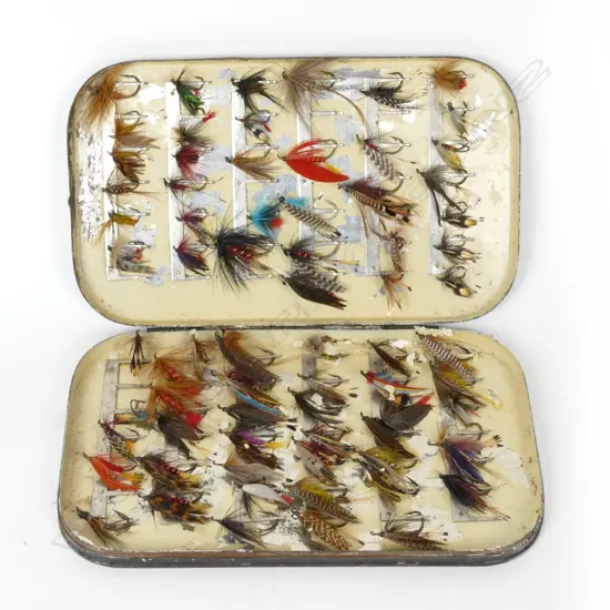 A Malloch black japanned slim line fly box