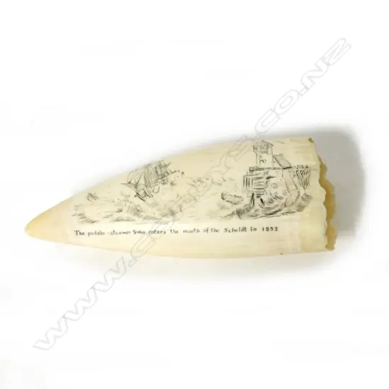 A 20thC scrimshaw whale's tooth