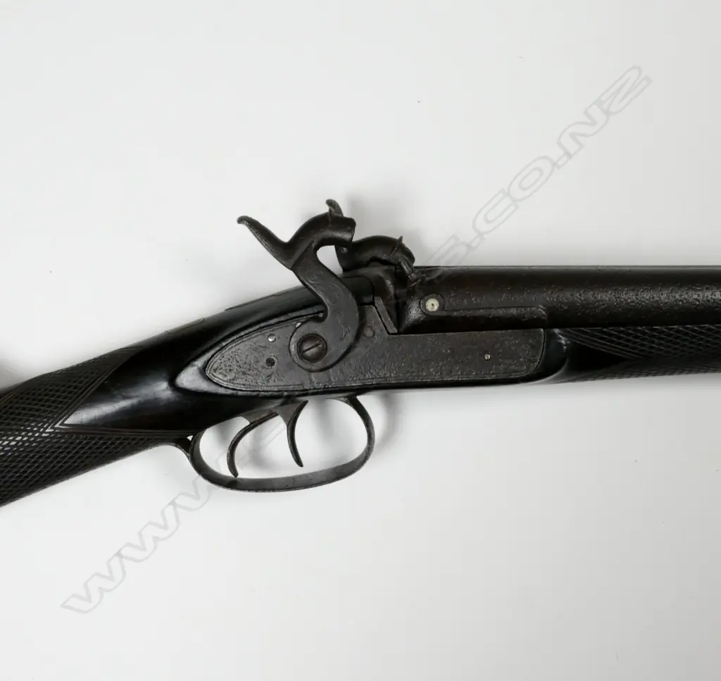 A 19thC double barrelled muzzle loading shotgun Image 1++