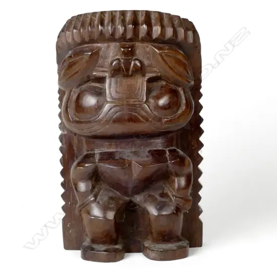 A Hawaiian carved teak totemic figure