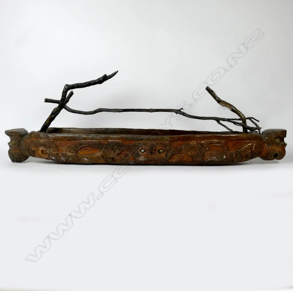 20thC Maori carved waka keruru (bird snare) Image 1++