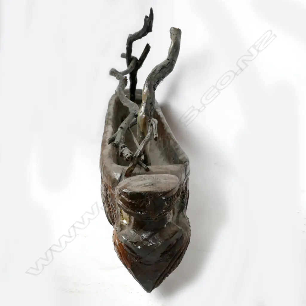 20thC Maori carved waka keruru (bird snare) Image 1++