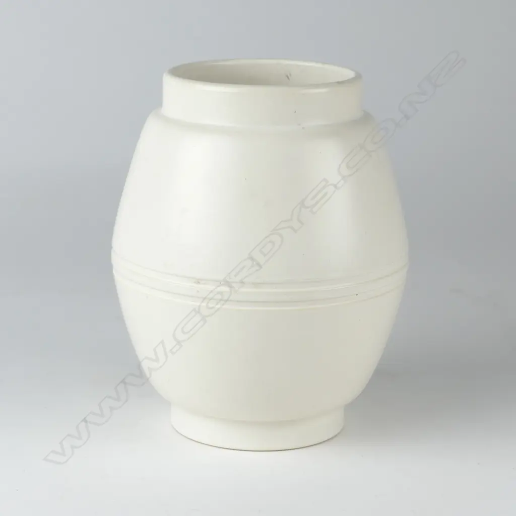 A white Crown Lynn hand potted baluster vase Image 1++