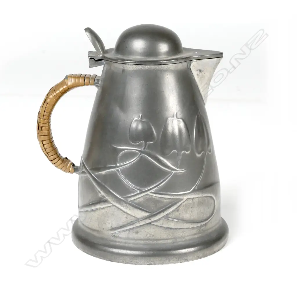 An Archibald Knox Tudric pewter lidded jug Image 1++