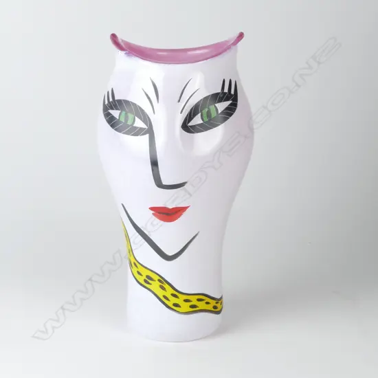 A large Swedish Kosta Boda ' Open Minds' pale pink baluster vase