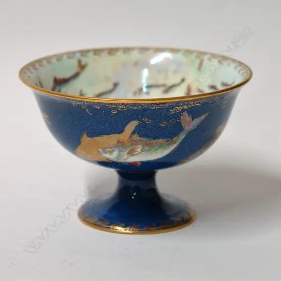 A Wedgwood fish lustre pedestal bowl