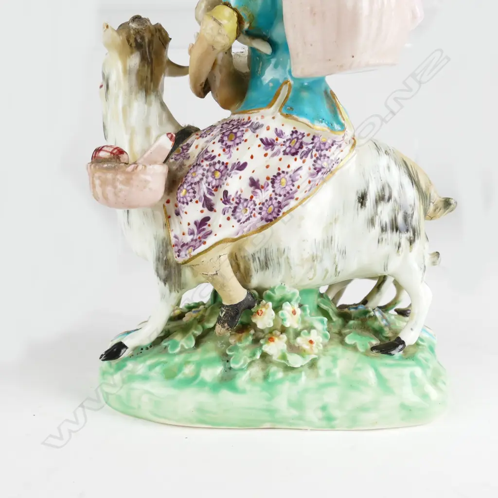 An 18thC Derby figure 'Welsh Tailor's Wife' Image 1++