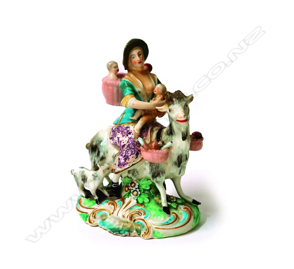 An 18thC Derby figure 'Welsh Tailor's Wife' Image 1++