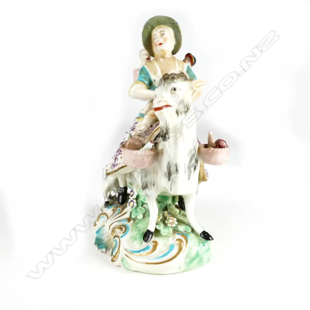 An 18thC Derby figure 'Welsh Tailor's Wife' Image 1++