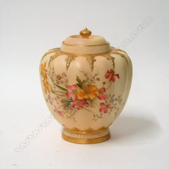 An Edwardian Royal Worcester porcelain hand painted potpourri urn
