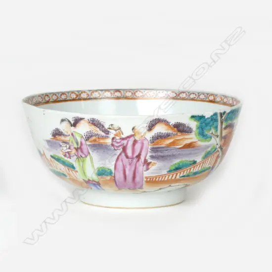 A 19thC Chinese famille rose porcelain bowl on short foot