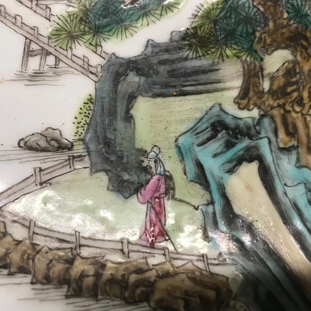 A large Chinese octagonal shaped porcelain bowl with a circular well Image 1++