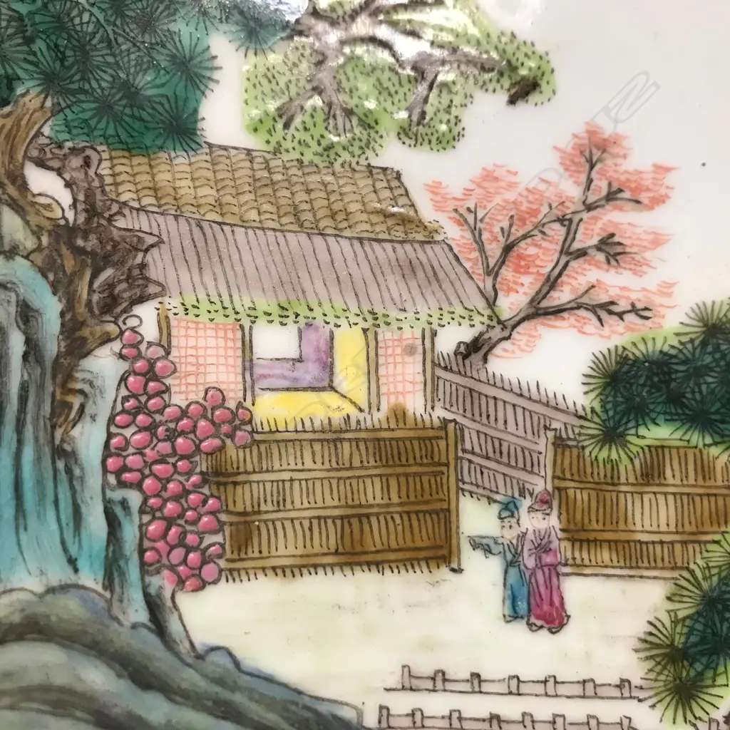 A large Chinese octagonal shaped porcelain bowl with a circular well Image 1++