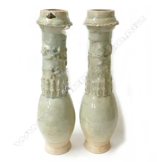 A pair of Chinese porcelain tall urns in the Song/Yuan manner