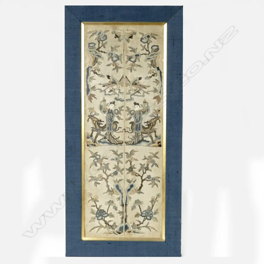 A framed pair of Mandarin's robe cuffs Image 1++