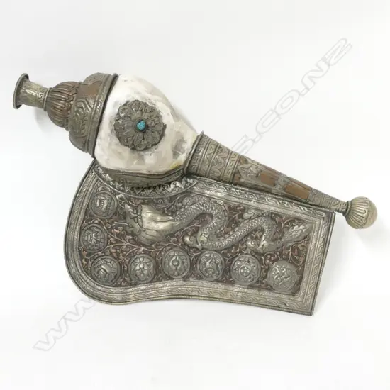 A Tibetan conch shell trumpet