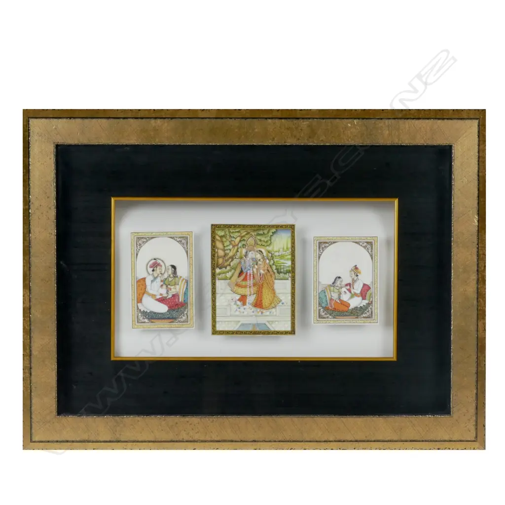 Three Indian miniatures on ivory Image 1++