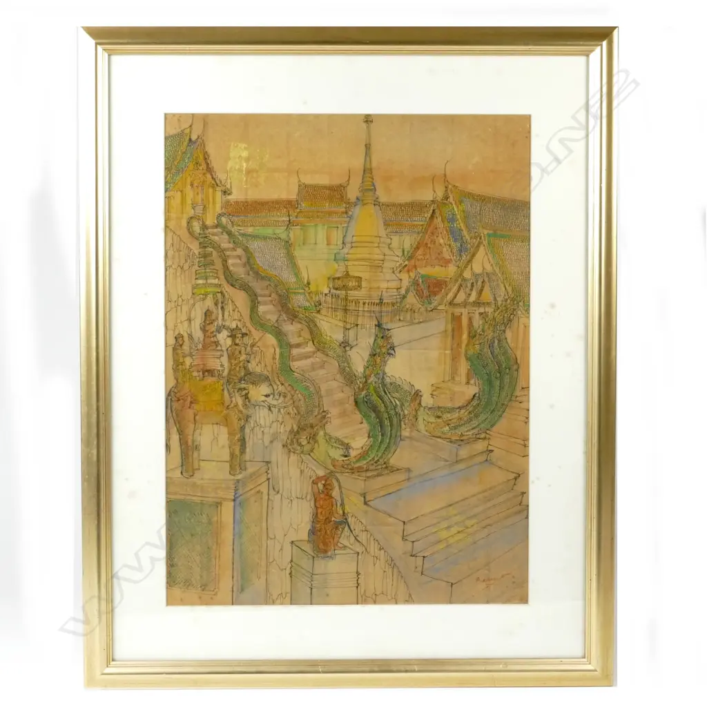 An Oriental ink and watercolour drawing Image 1++