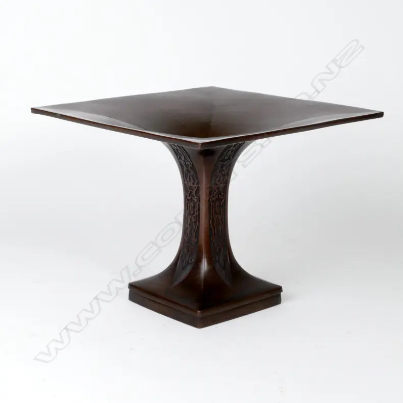 An old Japanese bronze vase of accentuated flared form Image 1++