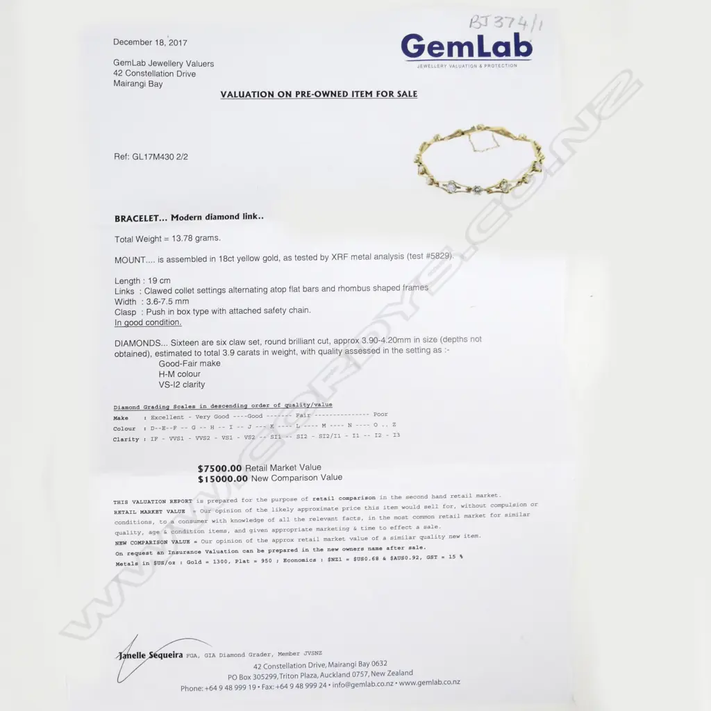 An 18ct. gold and diamond bracelet Image 1++