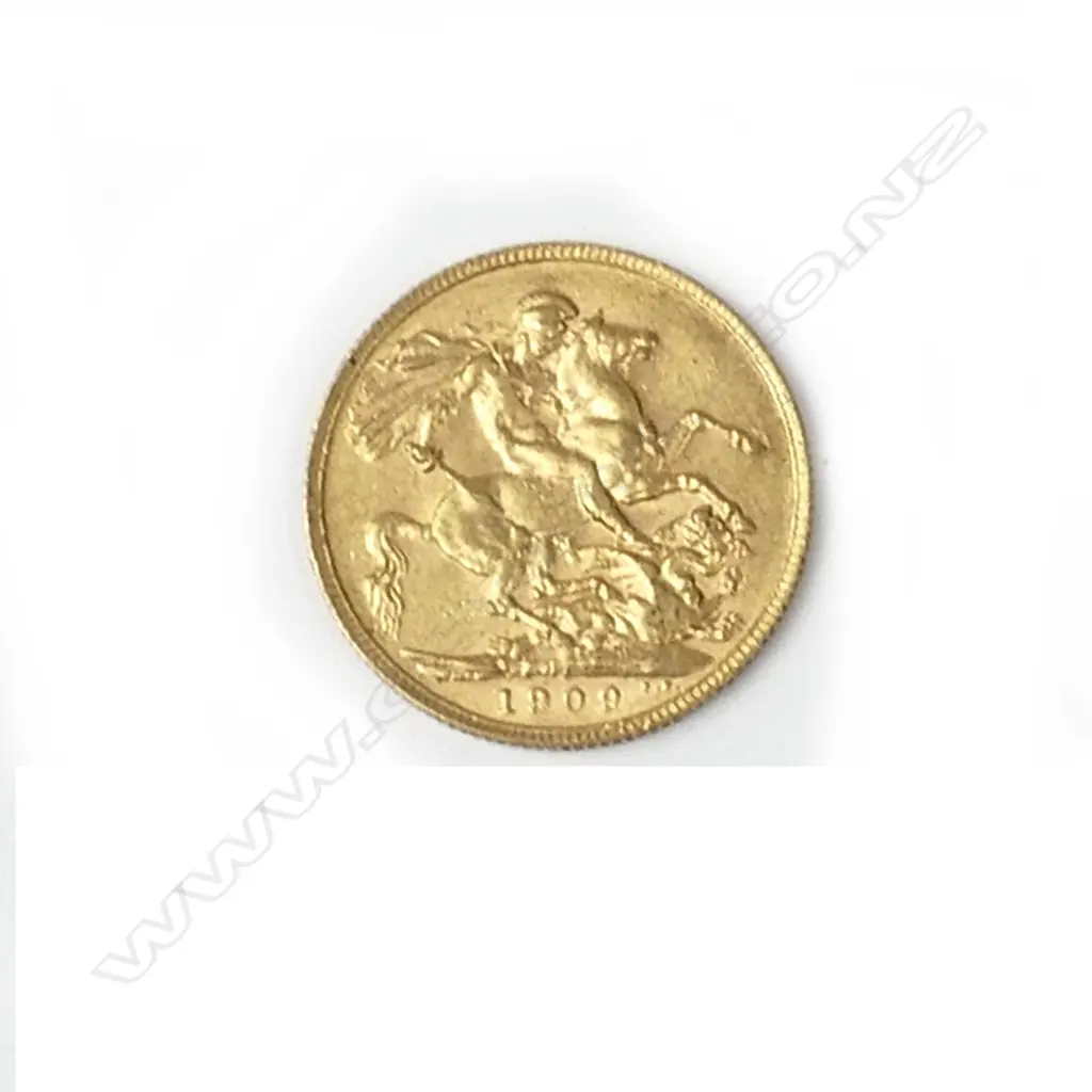 A 1909 gold full sovereign Image 1++