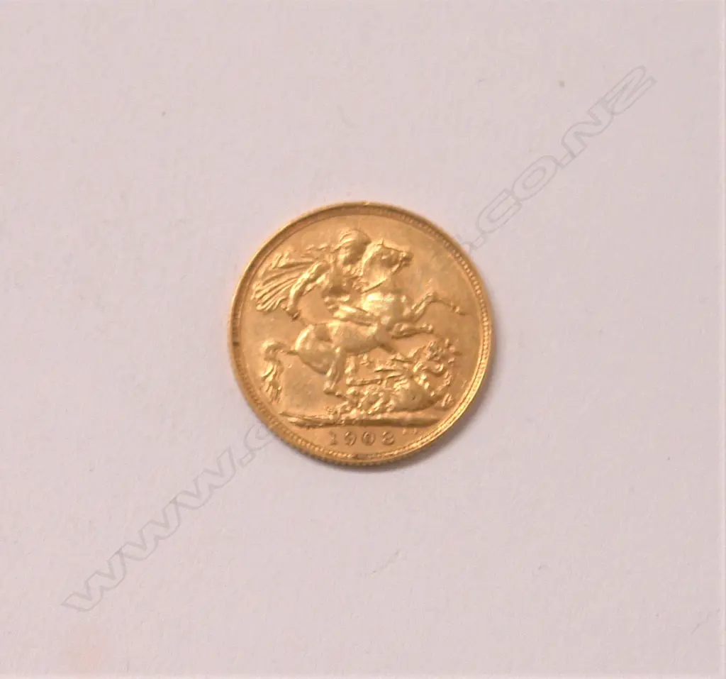 A 1908 gold full sovereign Image 1++