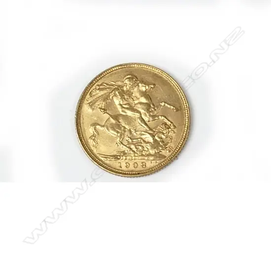 A 1908 gold full sovereign