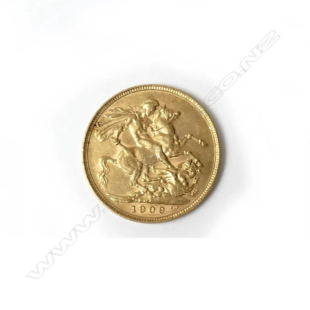 A 1909 gold full sovereign Image 1++