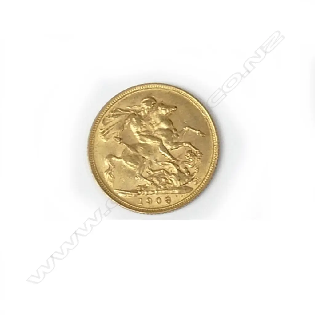 A 1908 gold full sovereign Image 1++