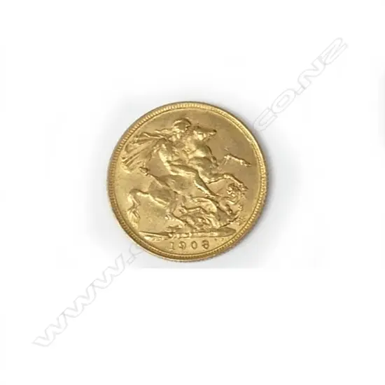 A 1908 gold full sovereign