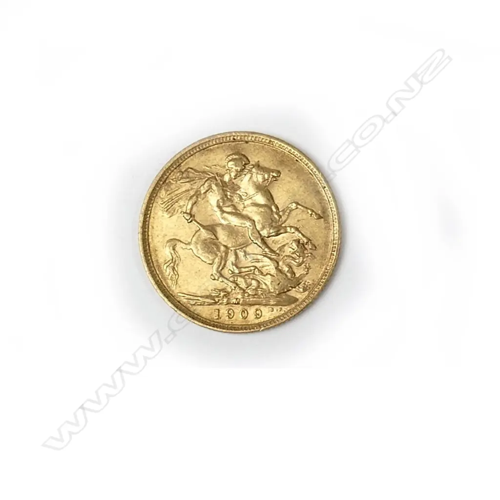A 1909 gold full sovereign Image 1++