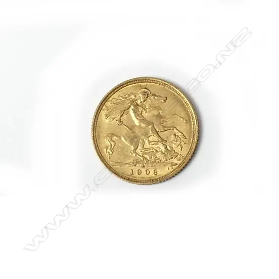 A 1908 gold half sovereign
