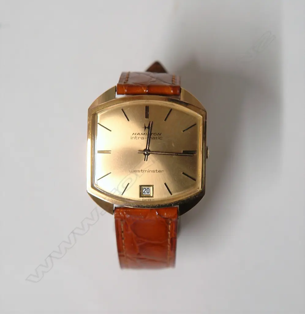 A 1970s Hamilton 'Intra-matic Westminster' gent's gold plated wristwatch Image 1++