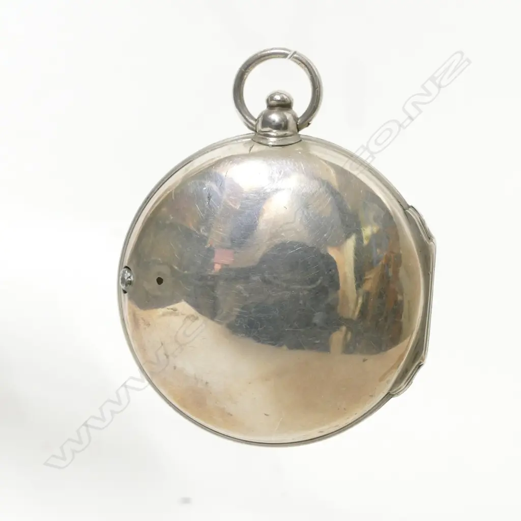 A rare 18thC Masonic silver pair cased verge pocket watch Image 1++
