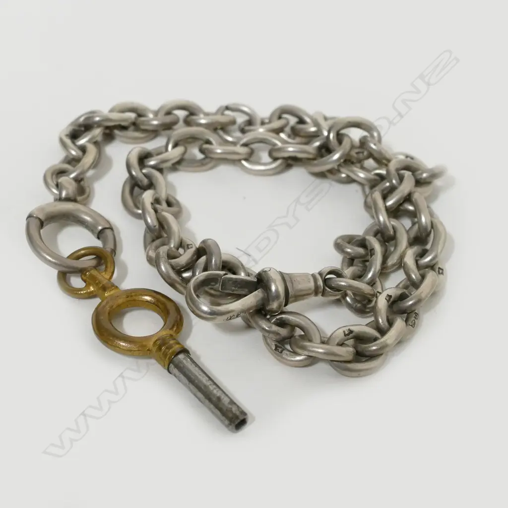 An 18thC silver pair cased verge pocket watch and chain Image 1++