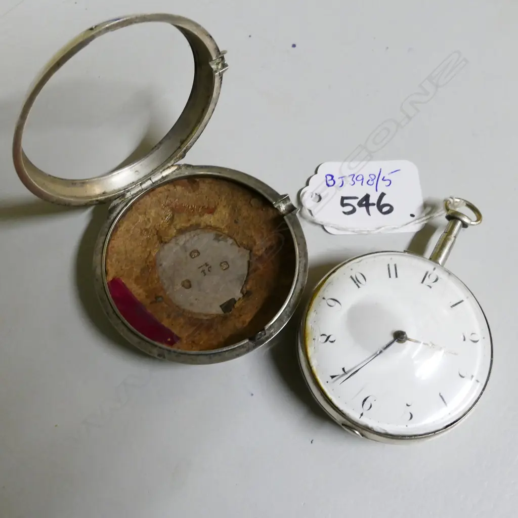 A silver pair cased verge fusee pocket watch Image 1++