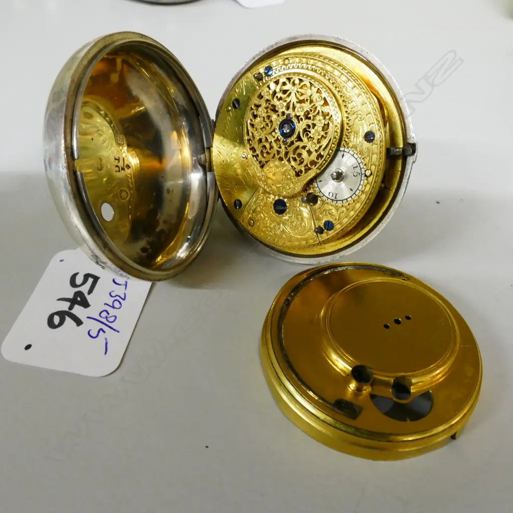 A silver pair cased verge fusee pocket watch Image 1++
