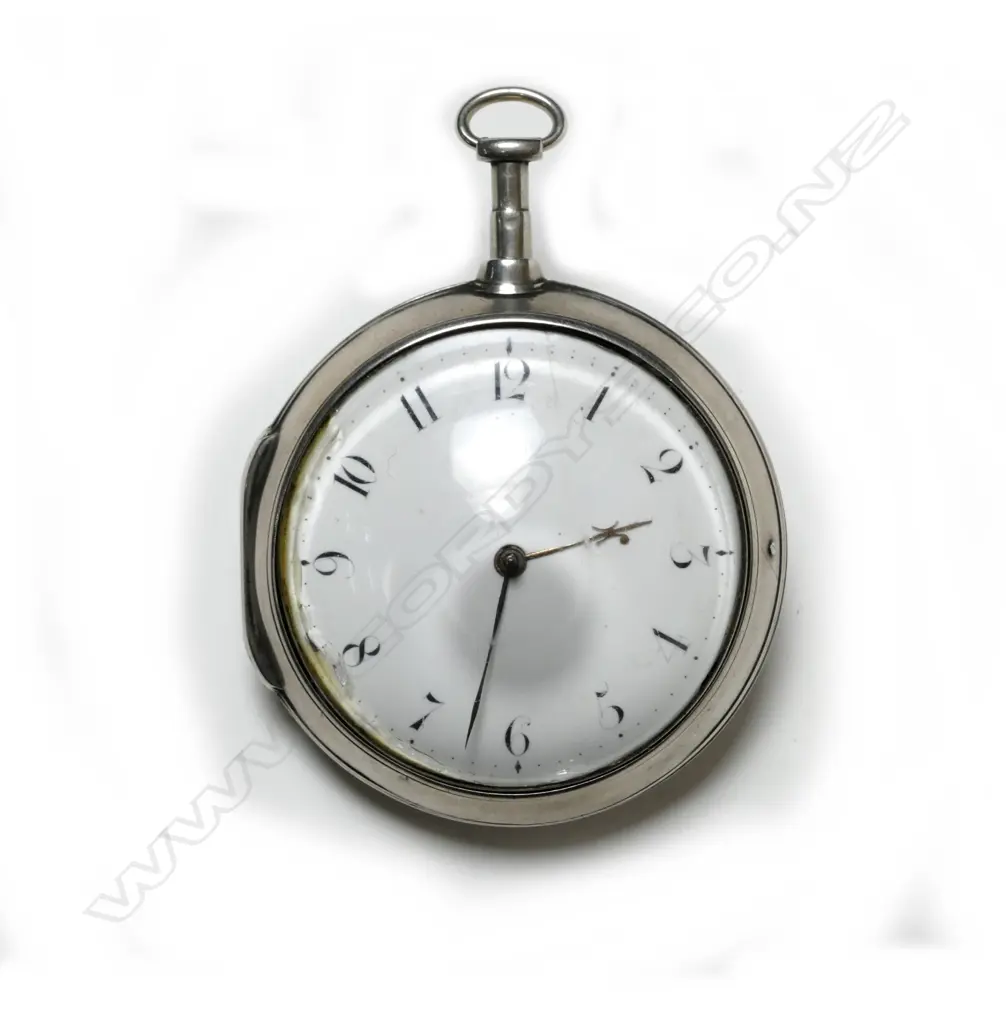 A silver pair cased verge fusee pocket watch Image 1++
