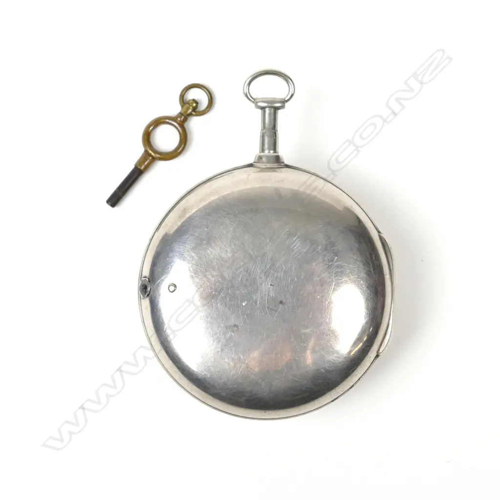 A silver pair cased verge fusee pocket watch Image 1++