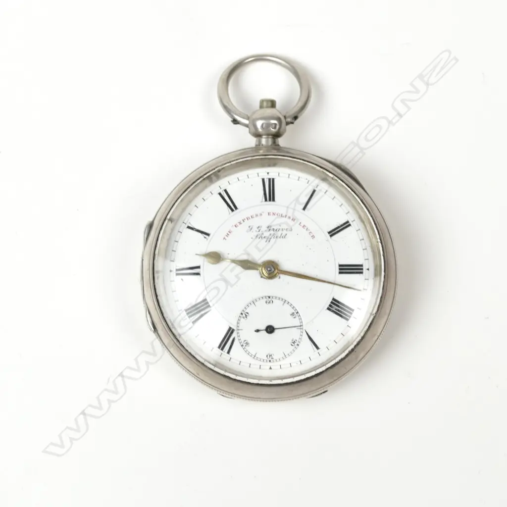 A silver keywind pocket watch by J.G. Graves Image 1++